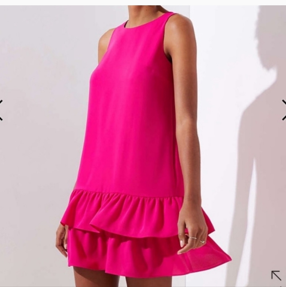 Pink hem ruffle dress